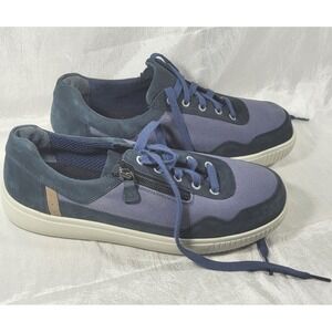 Cosyfeet Men's‎ Matty Leather Canvas 3H Extra Roomy Fit Sneakers - Blue - Sz 10